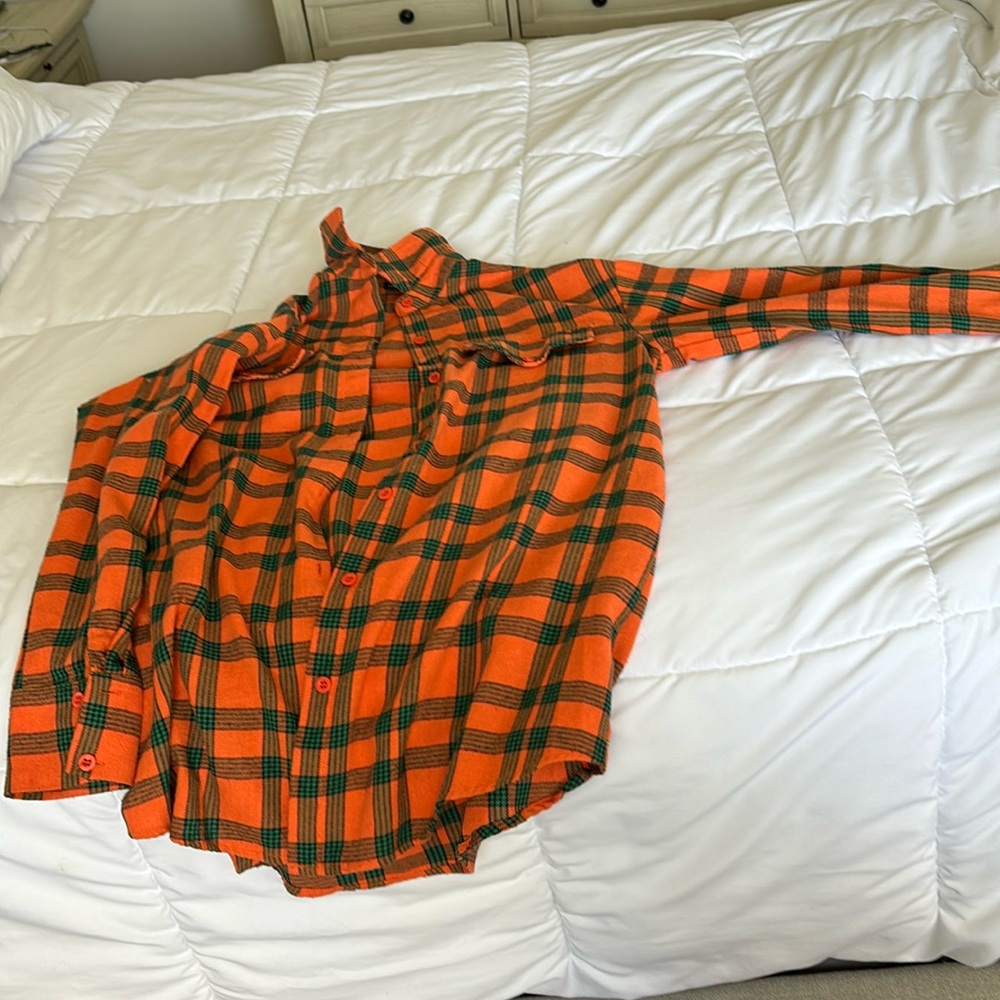 Orange and green plaid flannel